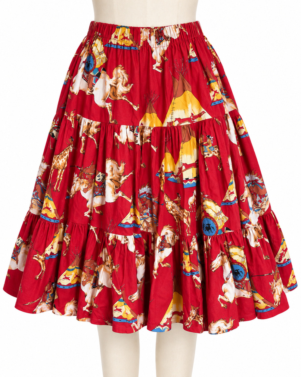 VTG Sedona Stitchery Tiered Maxi Full Skirt One Size Western Boho Cowboy Rodeo